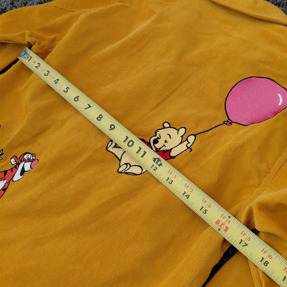 OUR Disney Winnie Pooh Corduroy Small Yellow Gold Button Up Raw Hem Embroidered - Picture 12 of 15